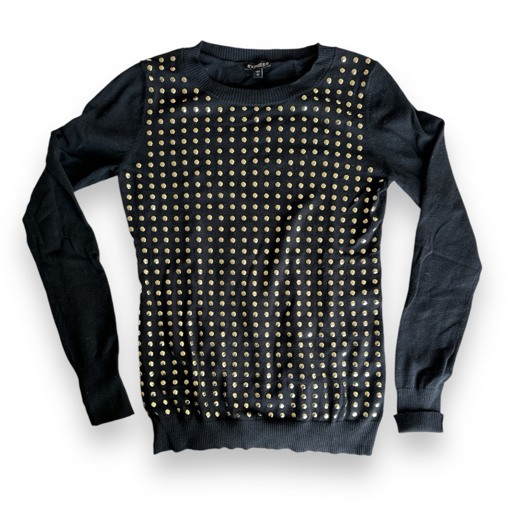 Express black sweater with metal polka dots size small